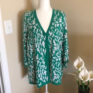 Green and white layering sweater